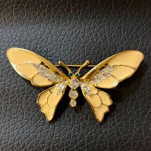 Vintagee gold tone and yellow enamel broach